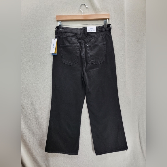 NWT H&M Denim Culotte High Waist Black Zip Jeans Size-30 - Picture 5 of 13